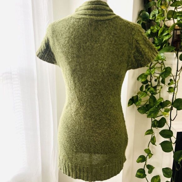 New Directions Green Marled V-Neck Asymmetrical Hem Knit Layered Sweater Size 6 - Picture 6 of 8